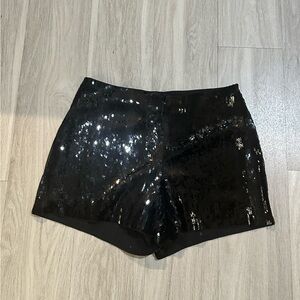 Express Black Sequin High Waist Shorts